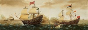 En sjöstrid mellan spanska krigsfartyg